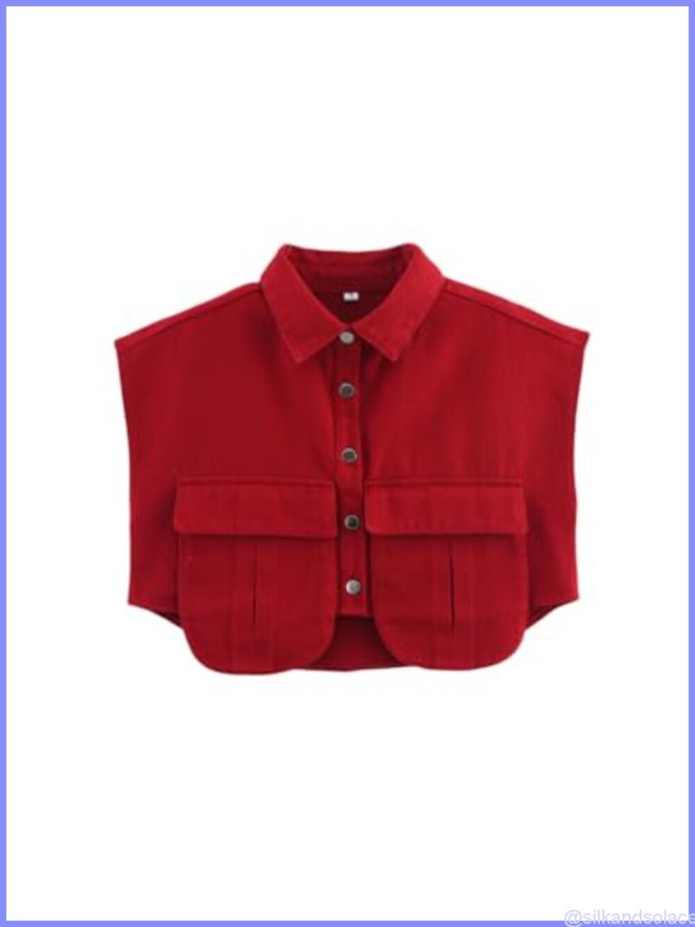 Cropped Sleeveless Denim Button Down Shirt with Pockets